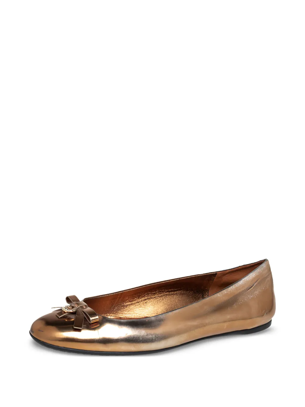 Gucci Pre-Owned Leren ballerina's met strik - Goud