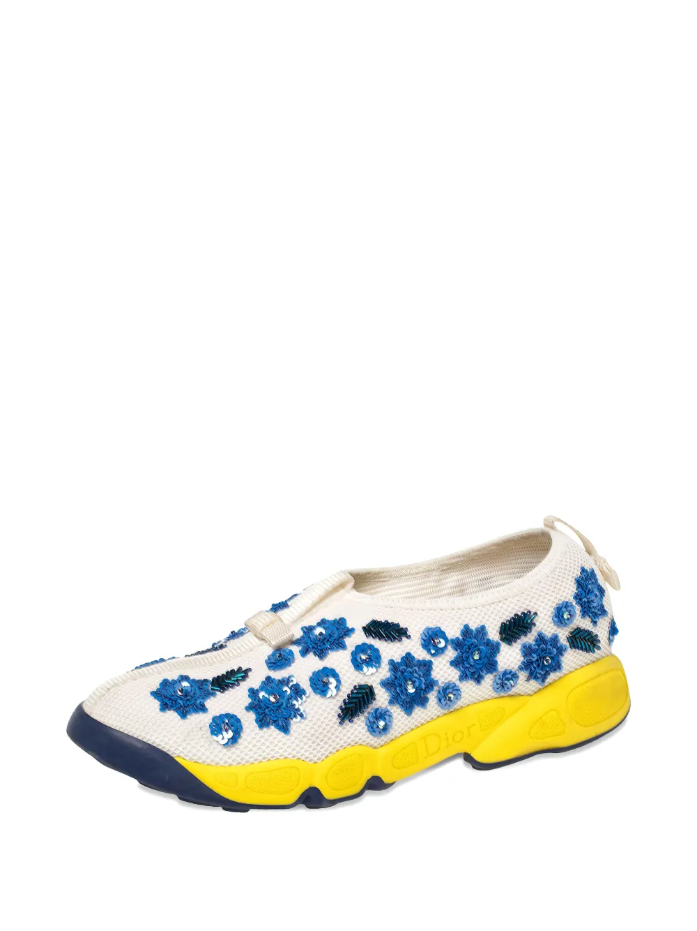 Christian Dior Pre-Owned Fusion mesh sneakers met bloemenprint - Beige
