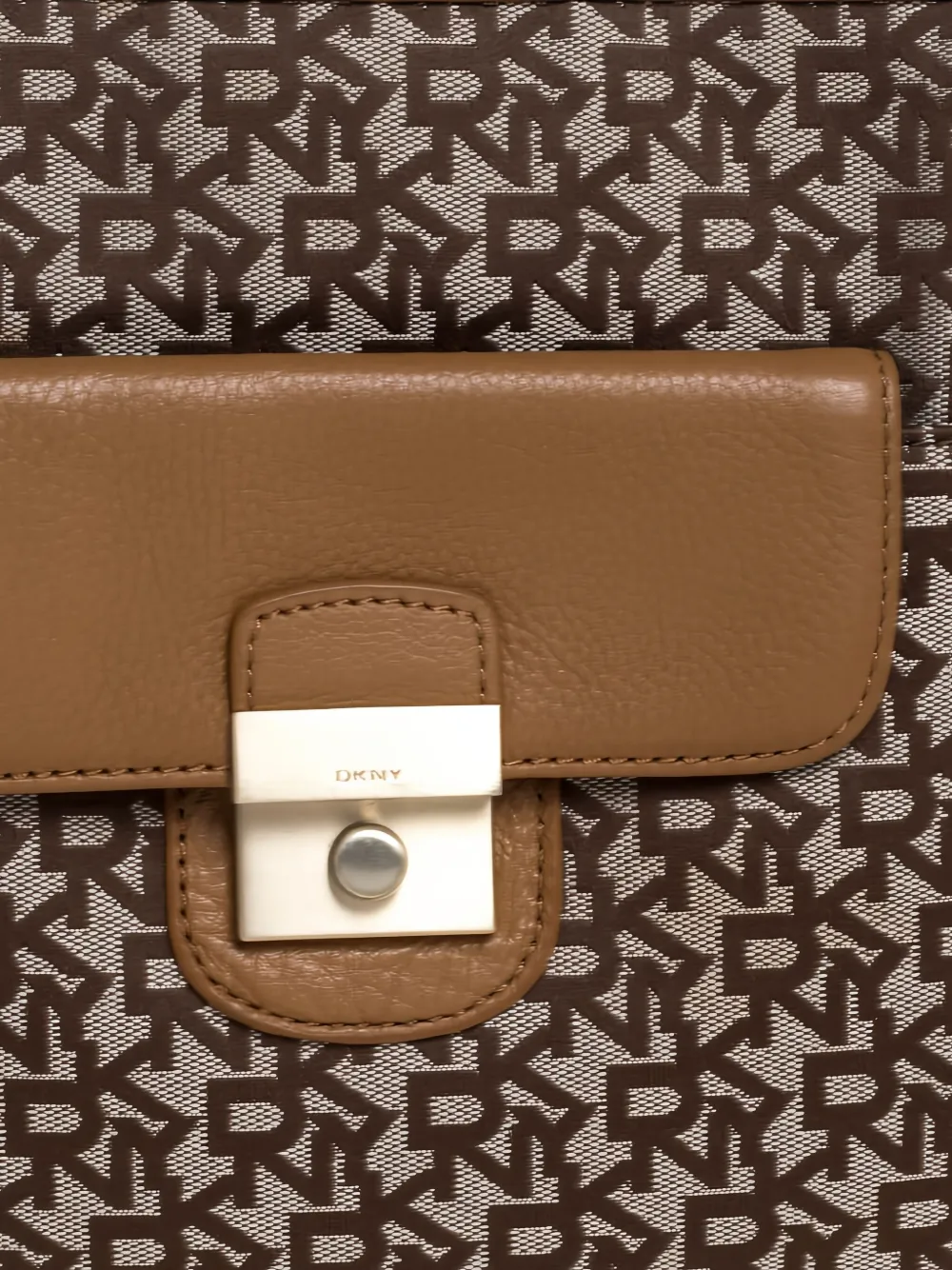 Pre-owned Dkny Vintage Monogram Leather Tote Bag
