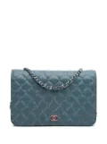 CHANEL Pre-Owned 2019 Quilted Lambskin Double Stitch Wallet On Chain crossbody bag - Blue