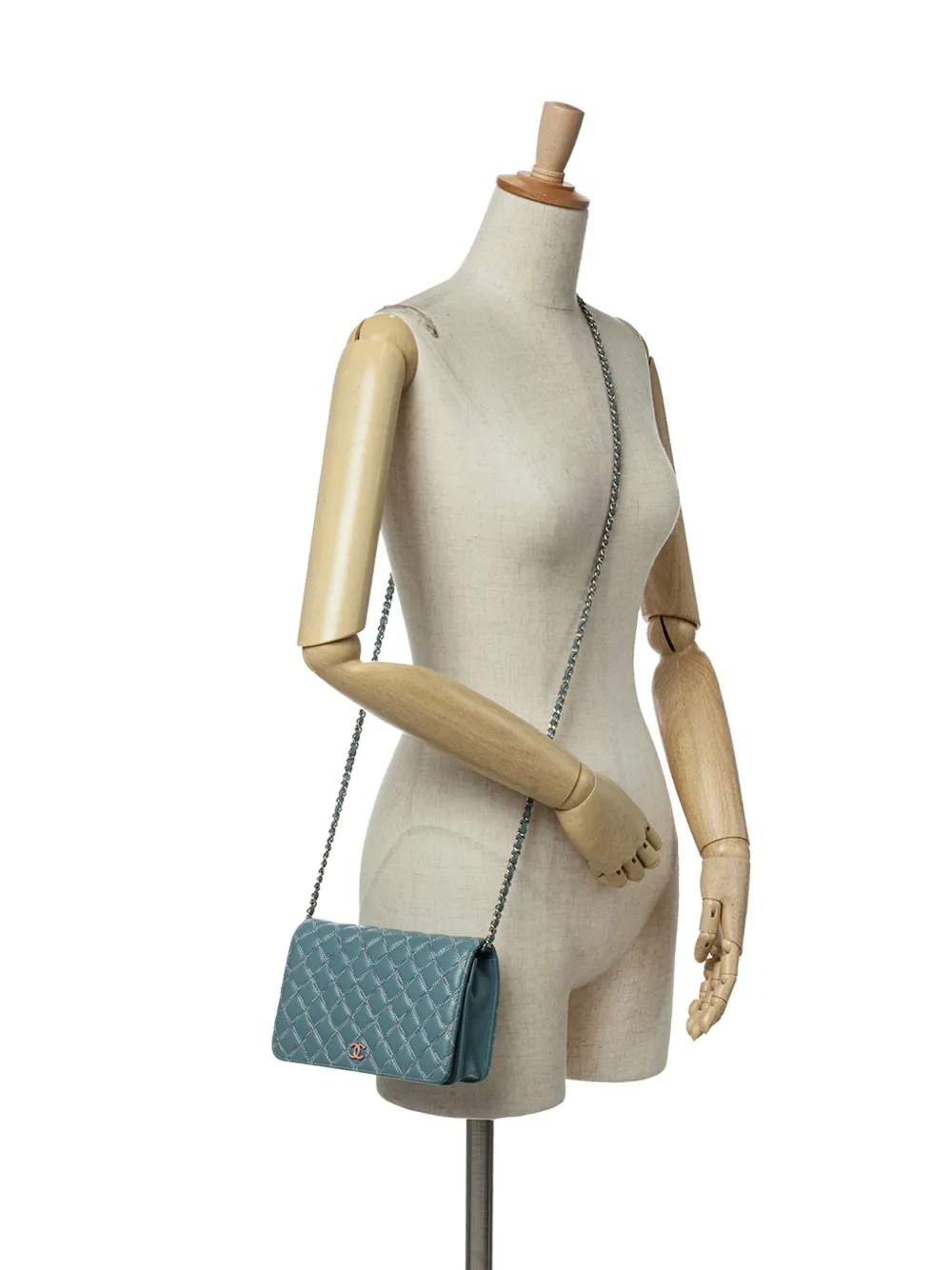 CHANEL Pre-Owned 2019 Quilted Lambskin Double Stitch Wallet On Chain crossbody bag | Pre-Owned | Image 2