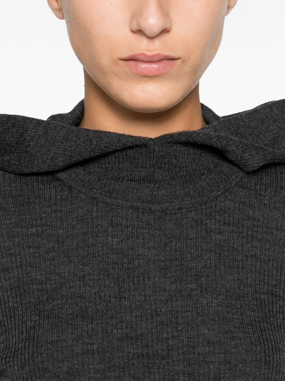 P.A.R.O.S.H. Geribbelde body met capuchon Grijs