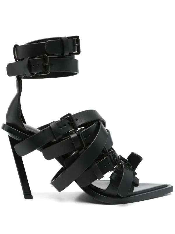 Ann Demeulemeester Leather Heeled Sandals in Black