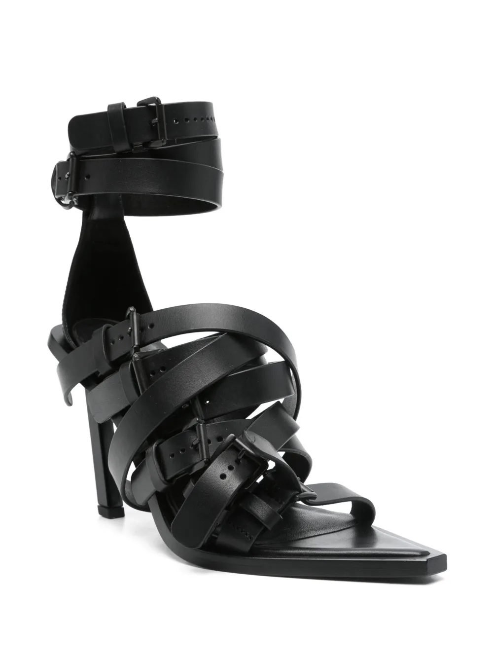Ann Demeulemeester Leren sandalen Zwart