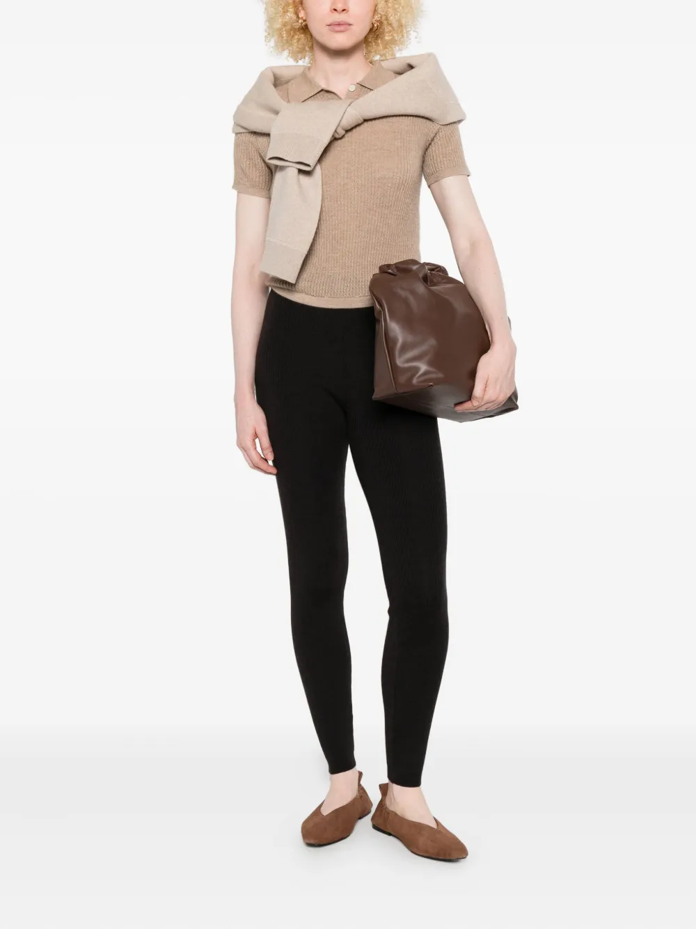 P.A.R.O.S.H. Geribbelde legging - Bruin