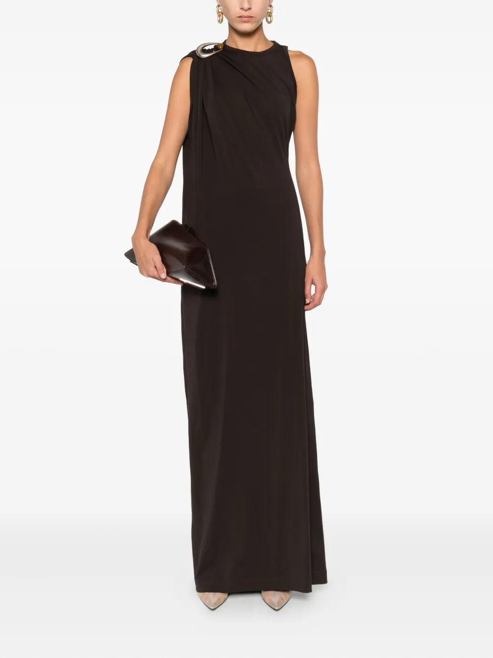 Christopher Esber draped ring-detail maxi dress - Bruin