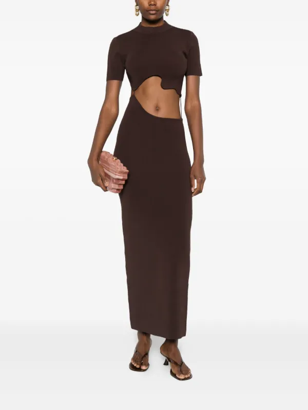 brown cut out dress Undeniable Cut Out Maxi Dress Brown