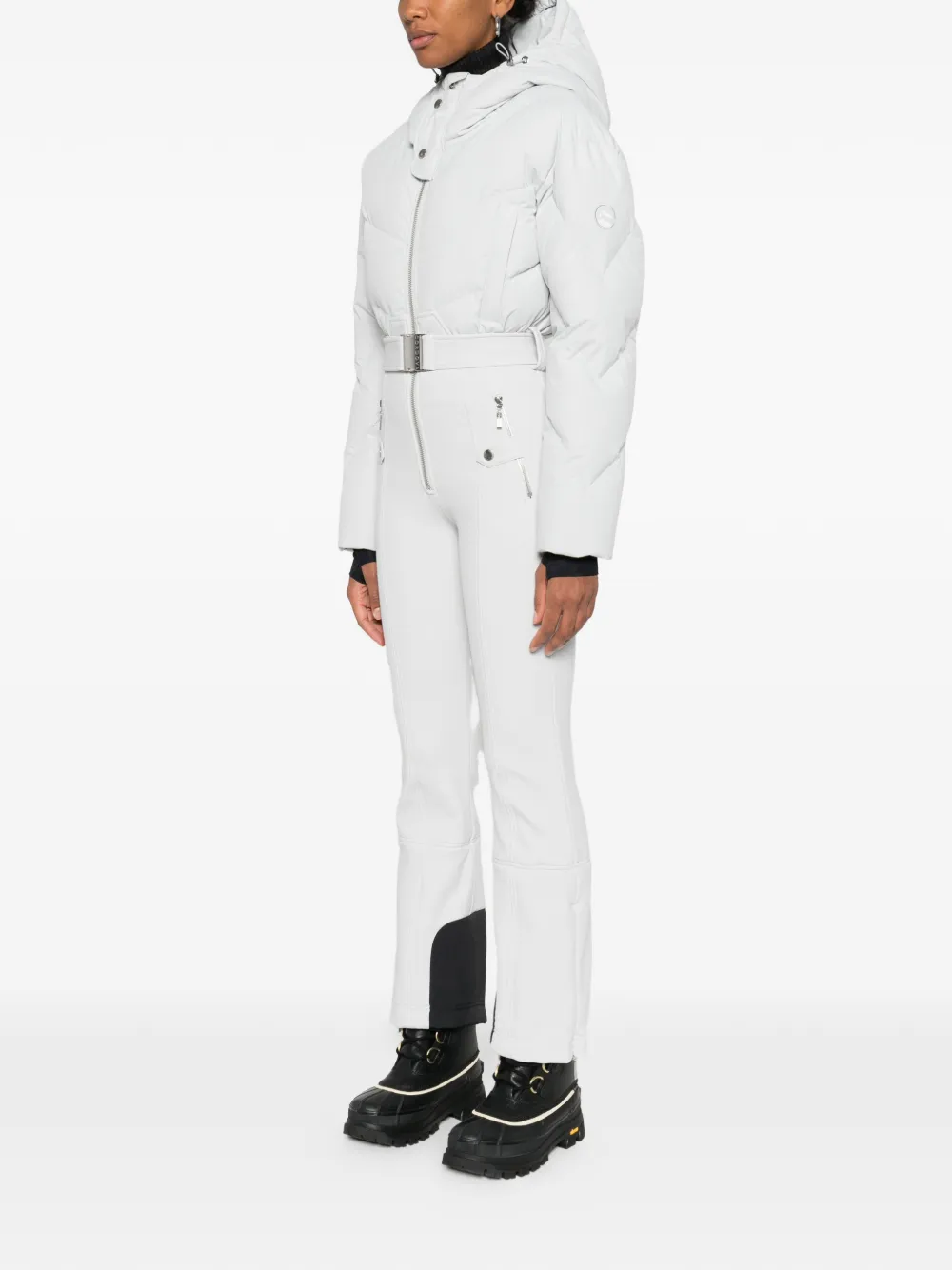 Cordova Hooded Belted Ski Suit In White