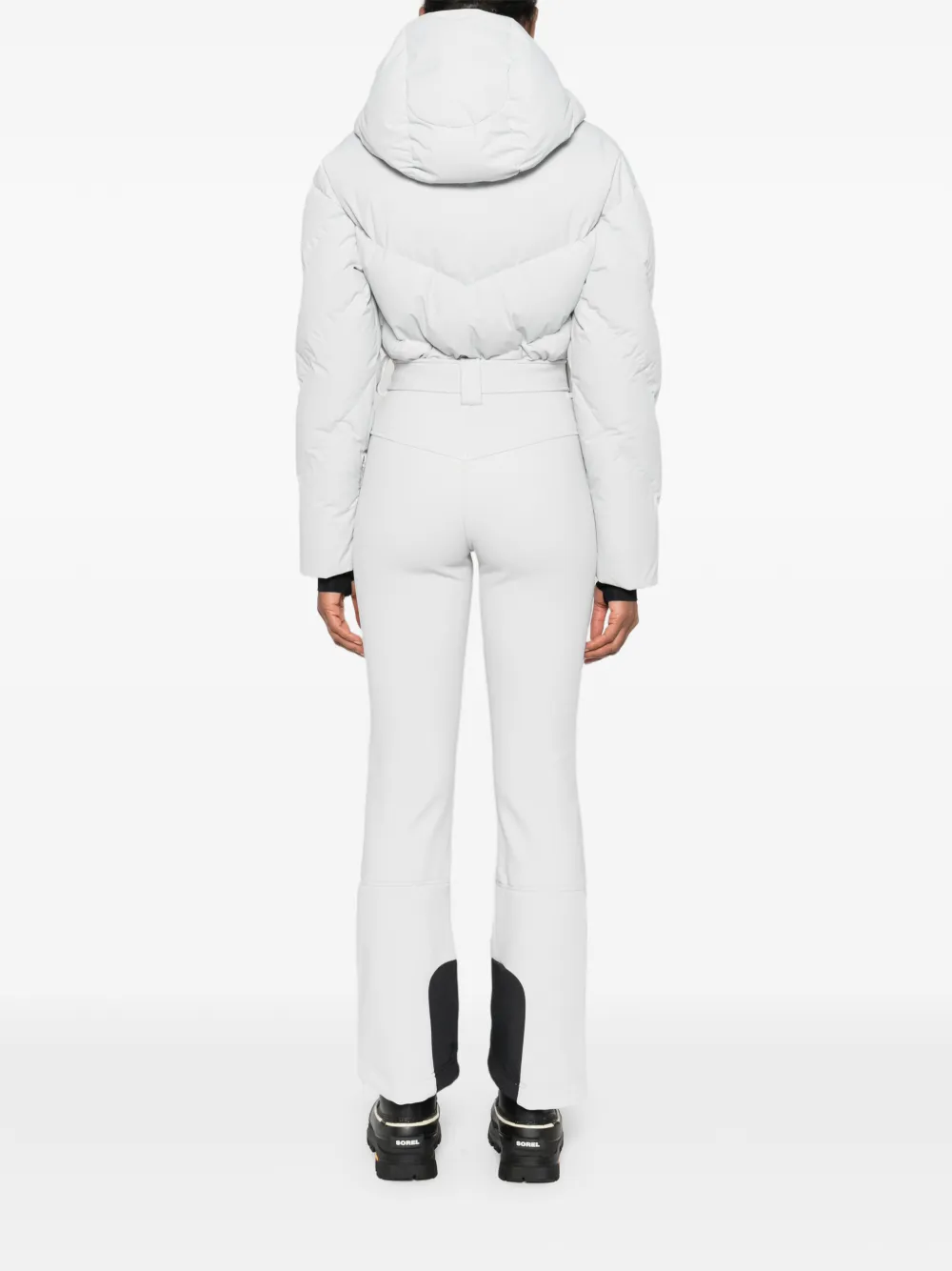 Cordova Hooded Belted Ski Suit In White