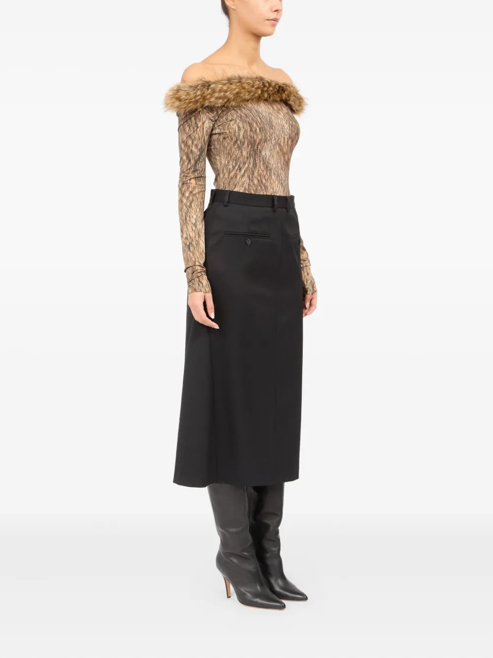 MM6 Maison Margiela virgin wool-blend skirt - Zwart