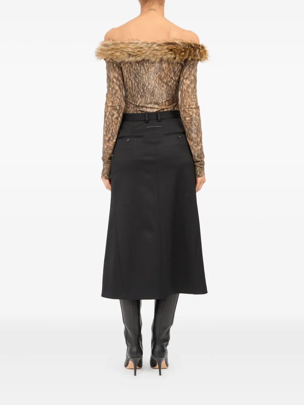 MM6 Maison Margiela Rok van scheelwolblend Zwart
