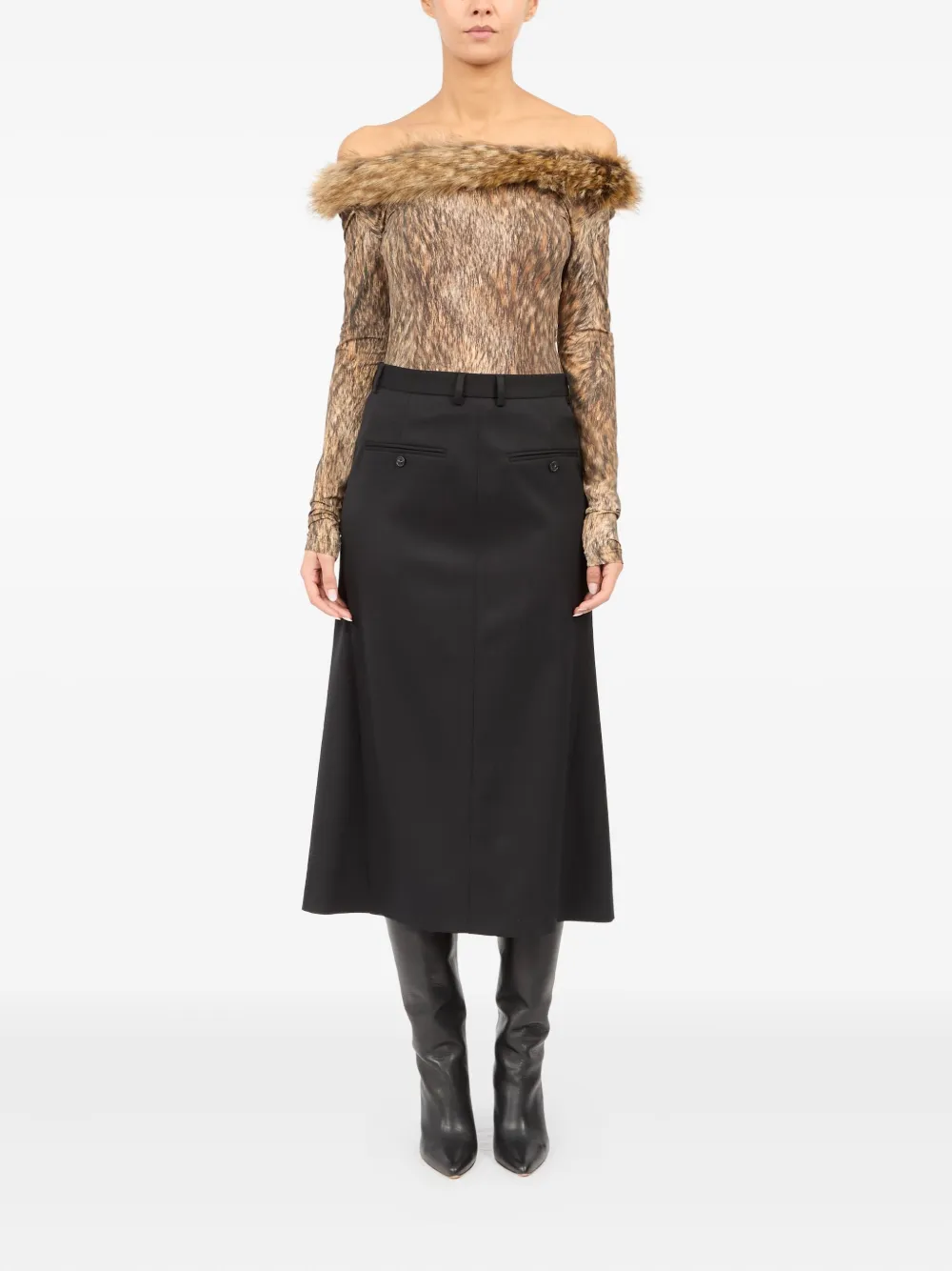 MM6 Maison Margiela Rok van scheelwolblend Zwart