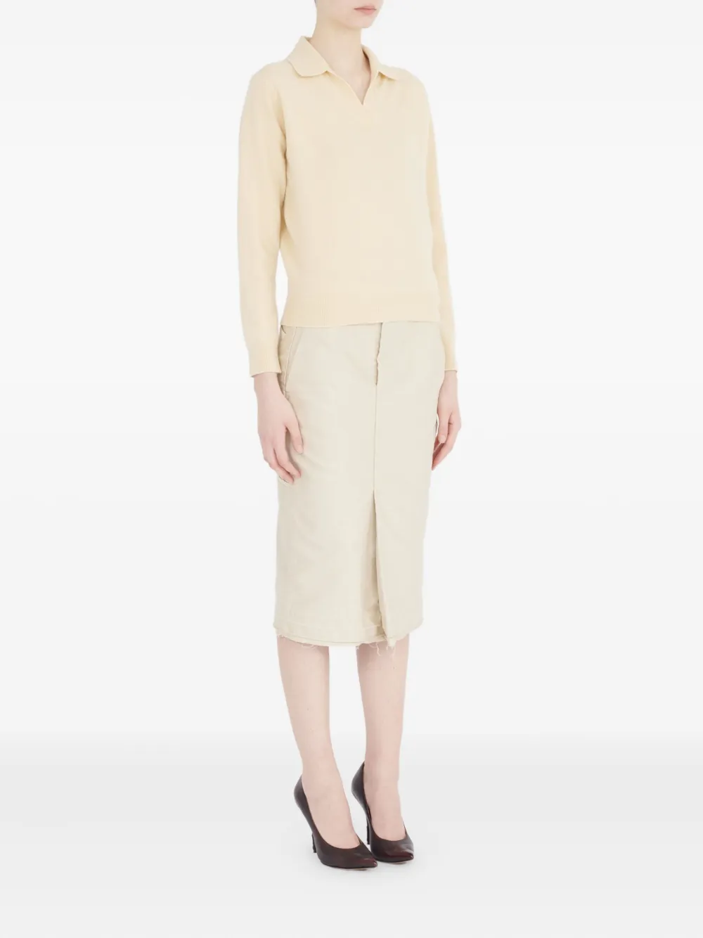 Maison Margiela Poloshirt van scheerwol Beige