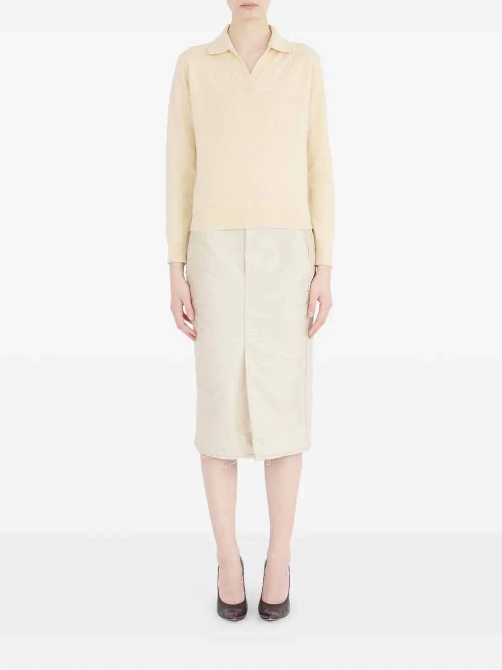 Maison Margiela Poloshirt van scheerwol Beige