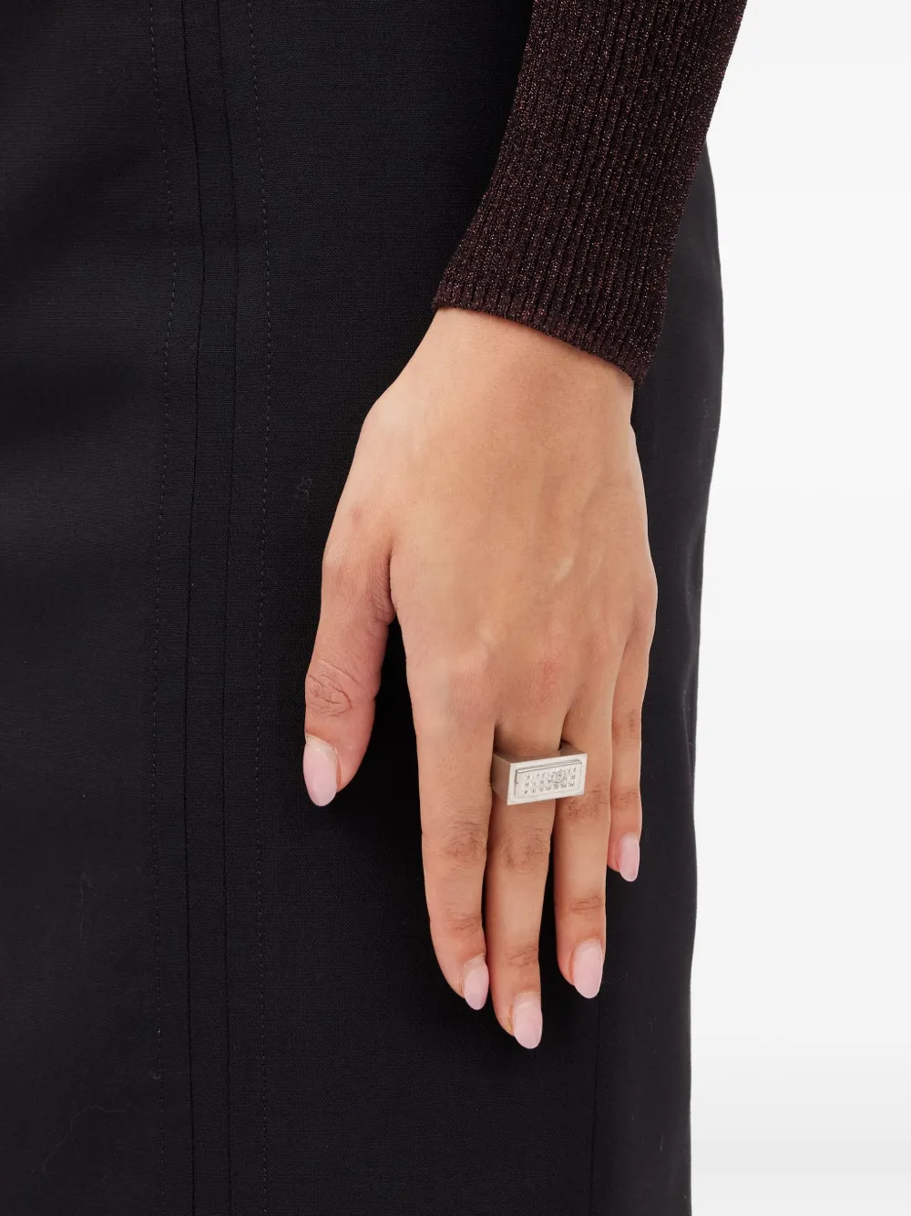 Mm6 Maison Margiela Numbers-motif Ring In Silver