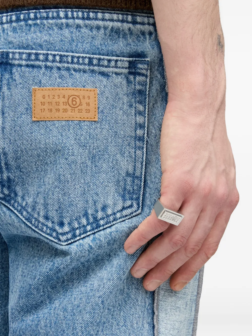 Mm6 Maison Margiela Numbers-motif Ring In Silver