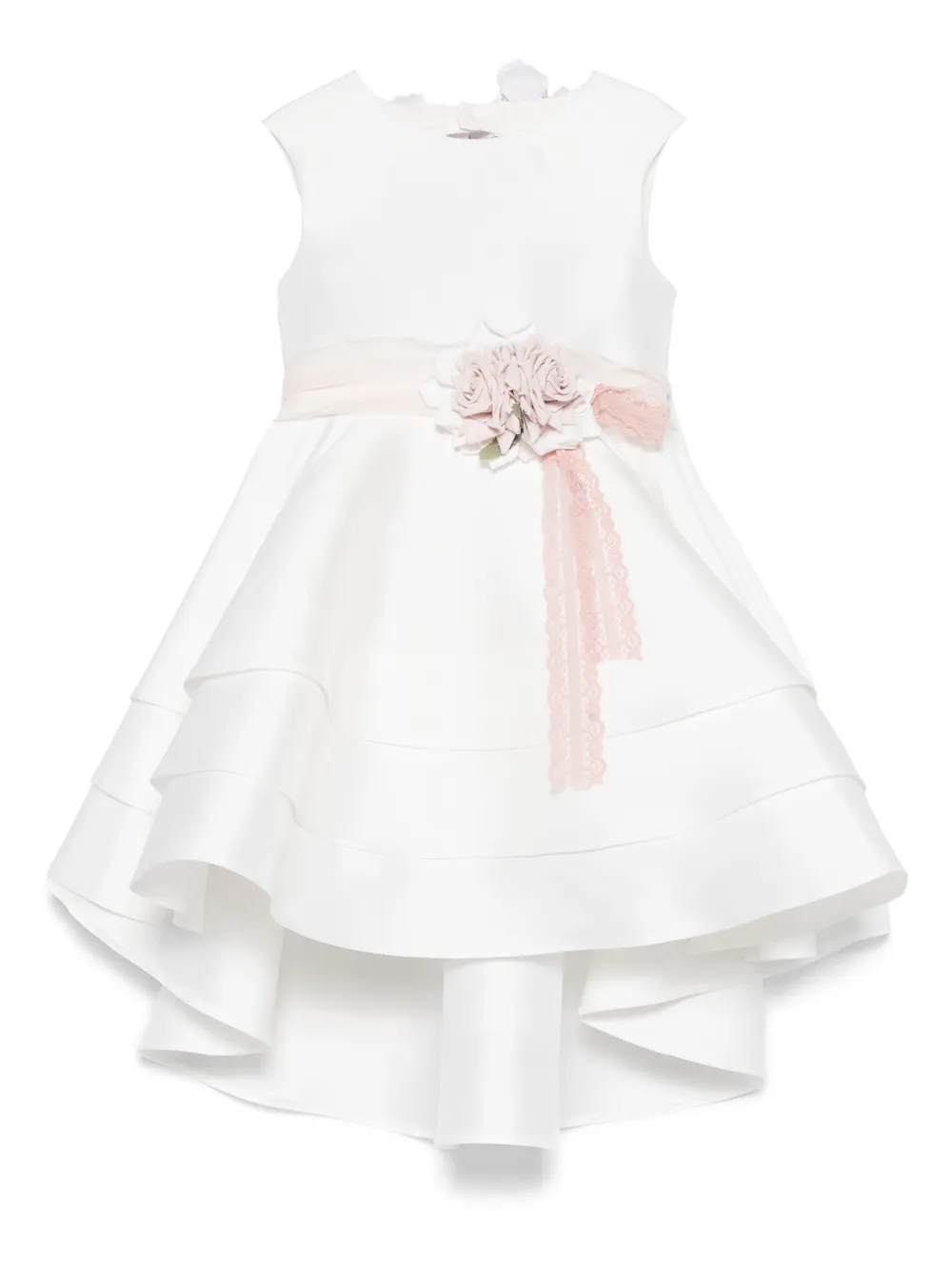 Mimilù floral-appliqué dress - ホワイト Mimilù floral-appliqué dress - ホワイト