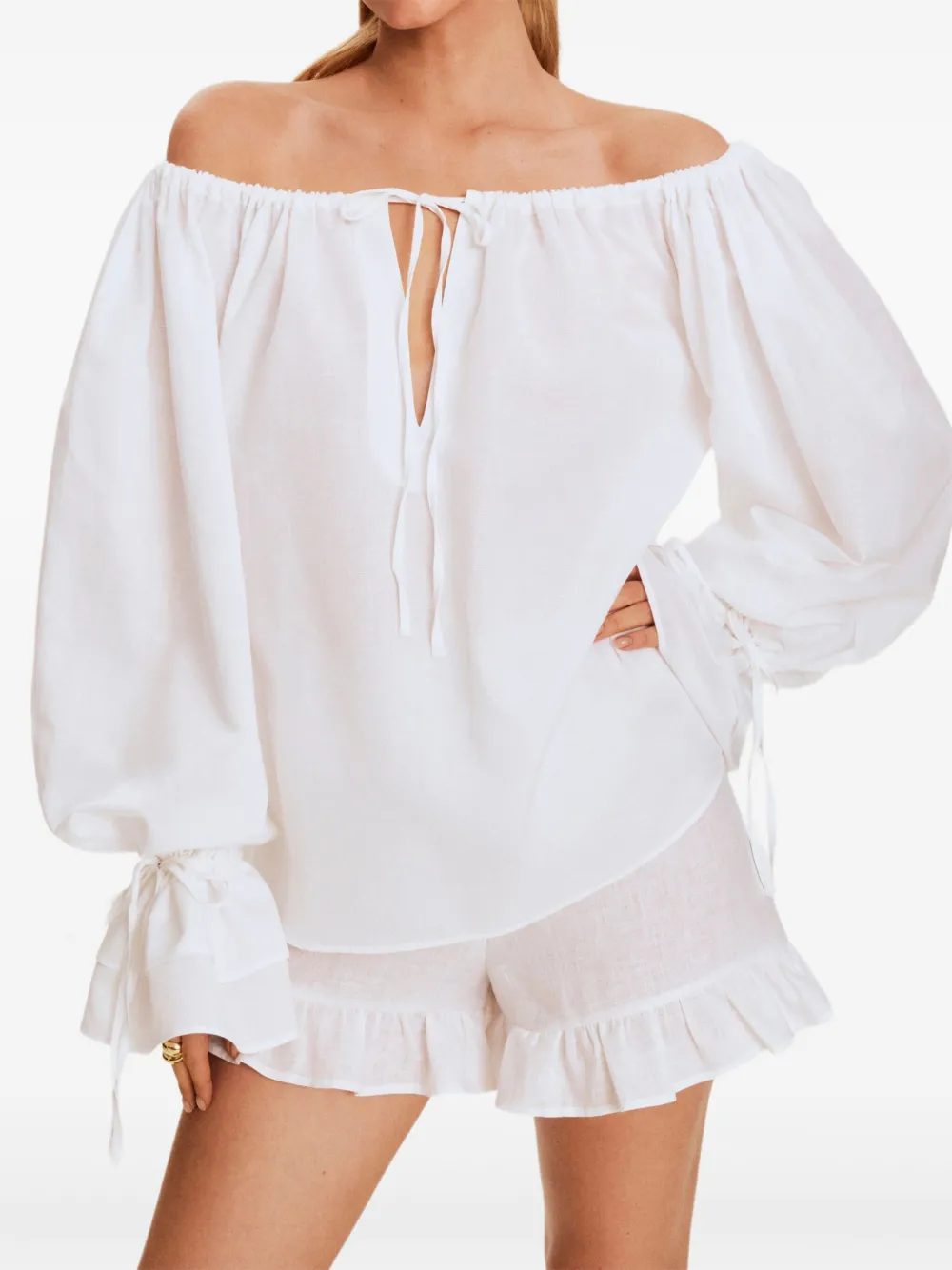 Sleeper Shorts met ruches Wit