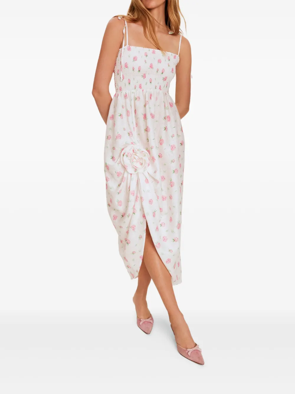 Sleeper floral-print midi dress - Wit