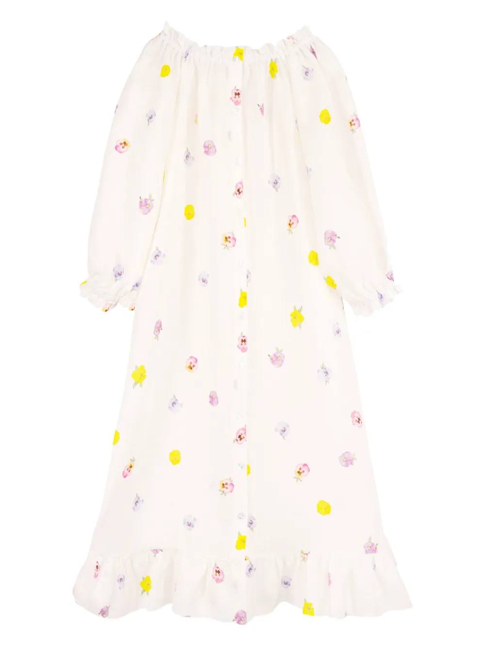 floral-print button-up dress