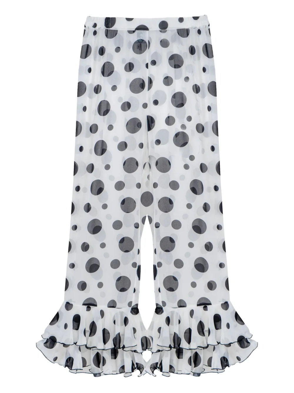 polka-dot ruffled trousers
