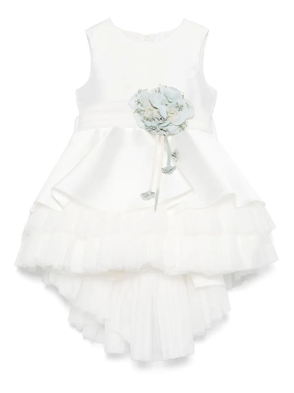 Mimilù floral-appliqué dress - ホワイト Mimilù floral-appliqué dress - ホワイト