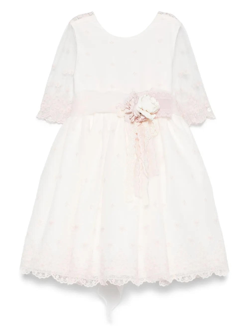 Mimilù floral-appliqué dress - ピンク Mimilù floral-appliqué dress - ピンク