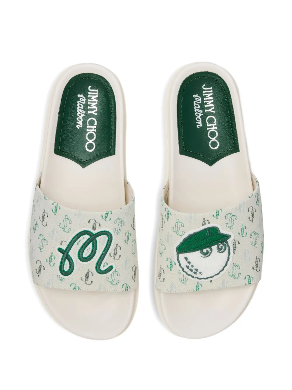 Jimmy Choo monogram-printed slip-on sandals Neutrals