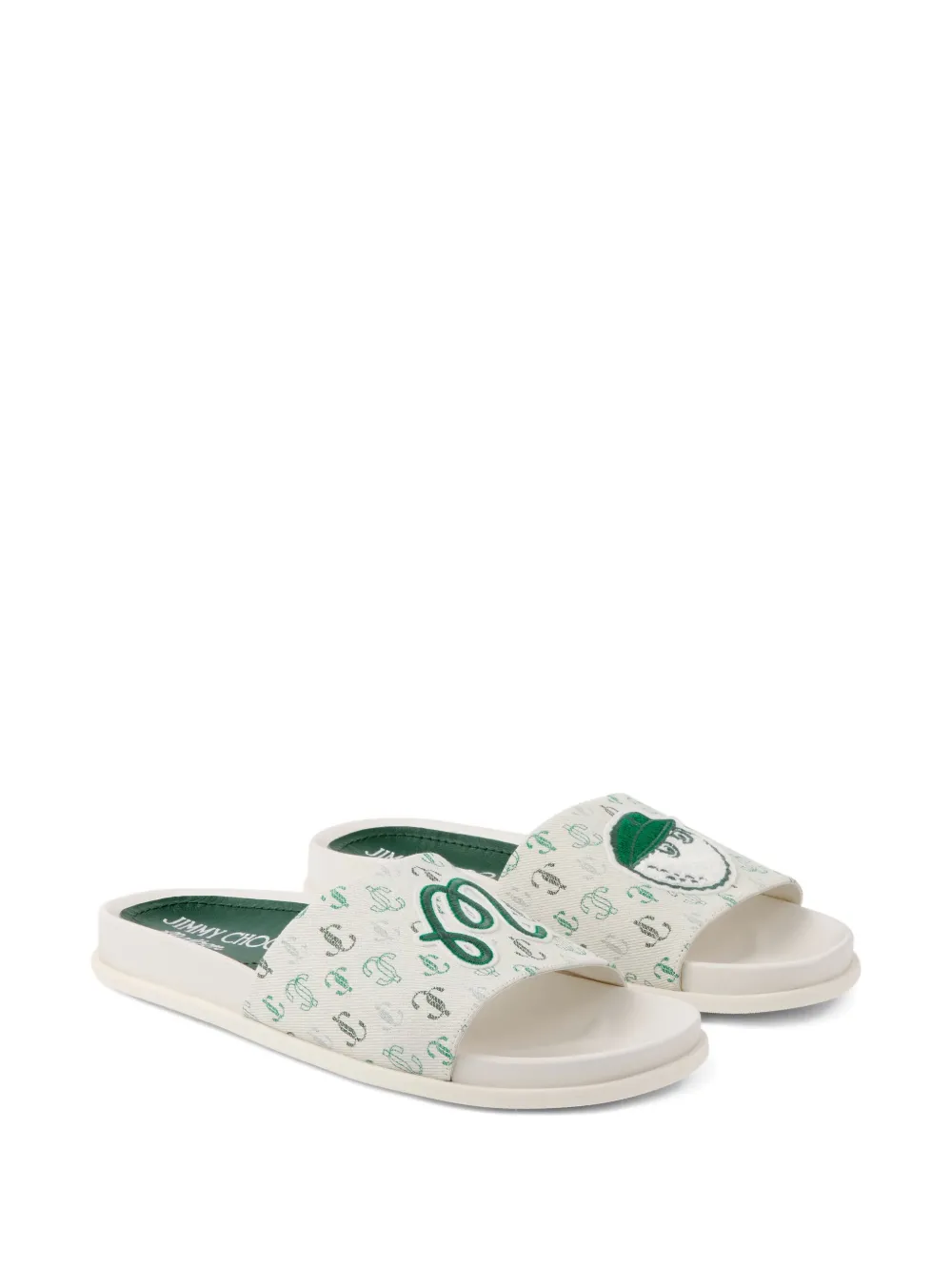 Jimmy Choo monogram-printed slip-on sandals Neutrals