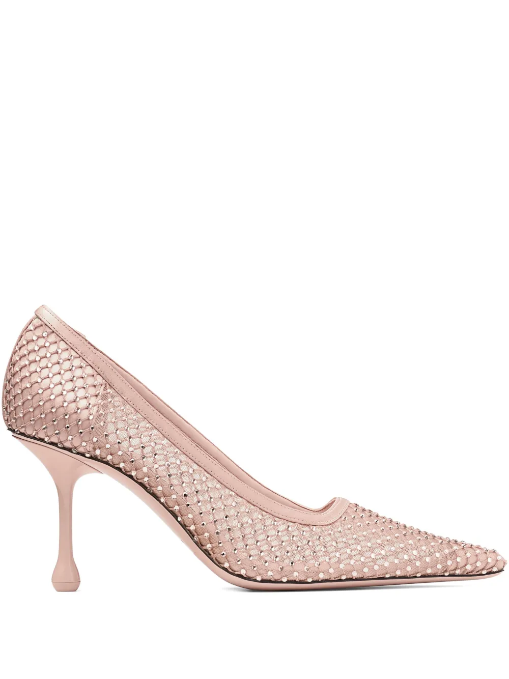 Jimmy Choo 80mm Ixia crystal-embellished mesh pumps - Pink