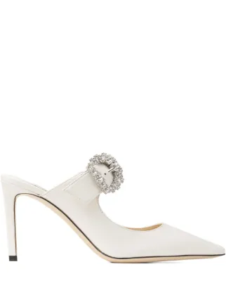JIMMY CHOO Cherisi 85 ミュール Jimmy Choo 85mm Cherisi crystal-buckle Mules | White