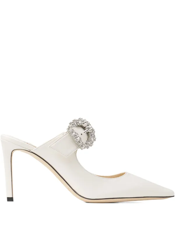JIMMY CHOO Cherisi 85 ミュール Cherisi 85 |Milk Nappa Leather Mules with Crystal Buckle