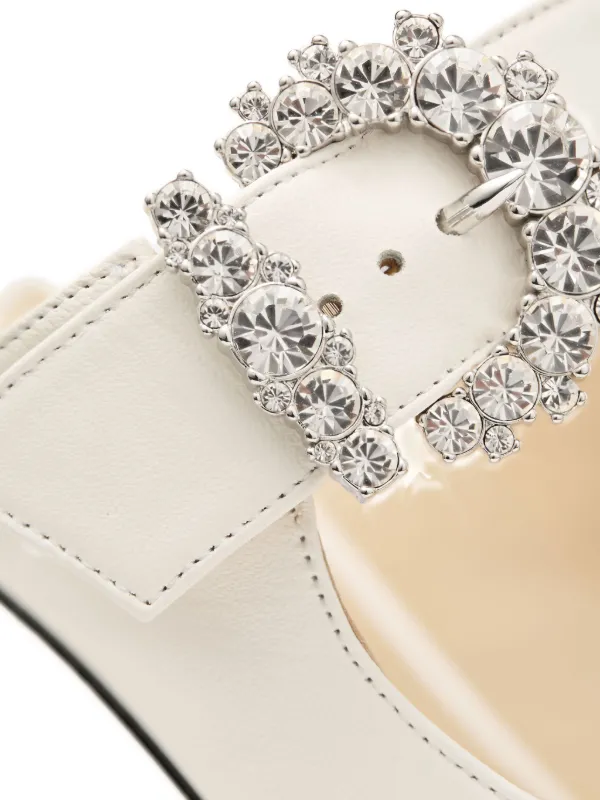 JIMMY CHOO Cherisi 85 ミュール Cherisi 85 |Milk Nappa Leather Mules with Crystal Buckle