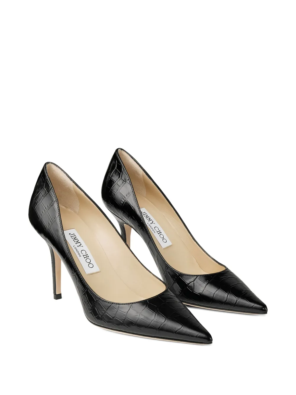 Jimmy Choo 85 mm Agnes pumps met krokodillen-reliëf Zwart