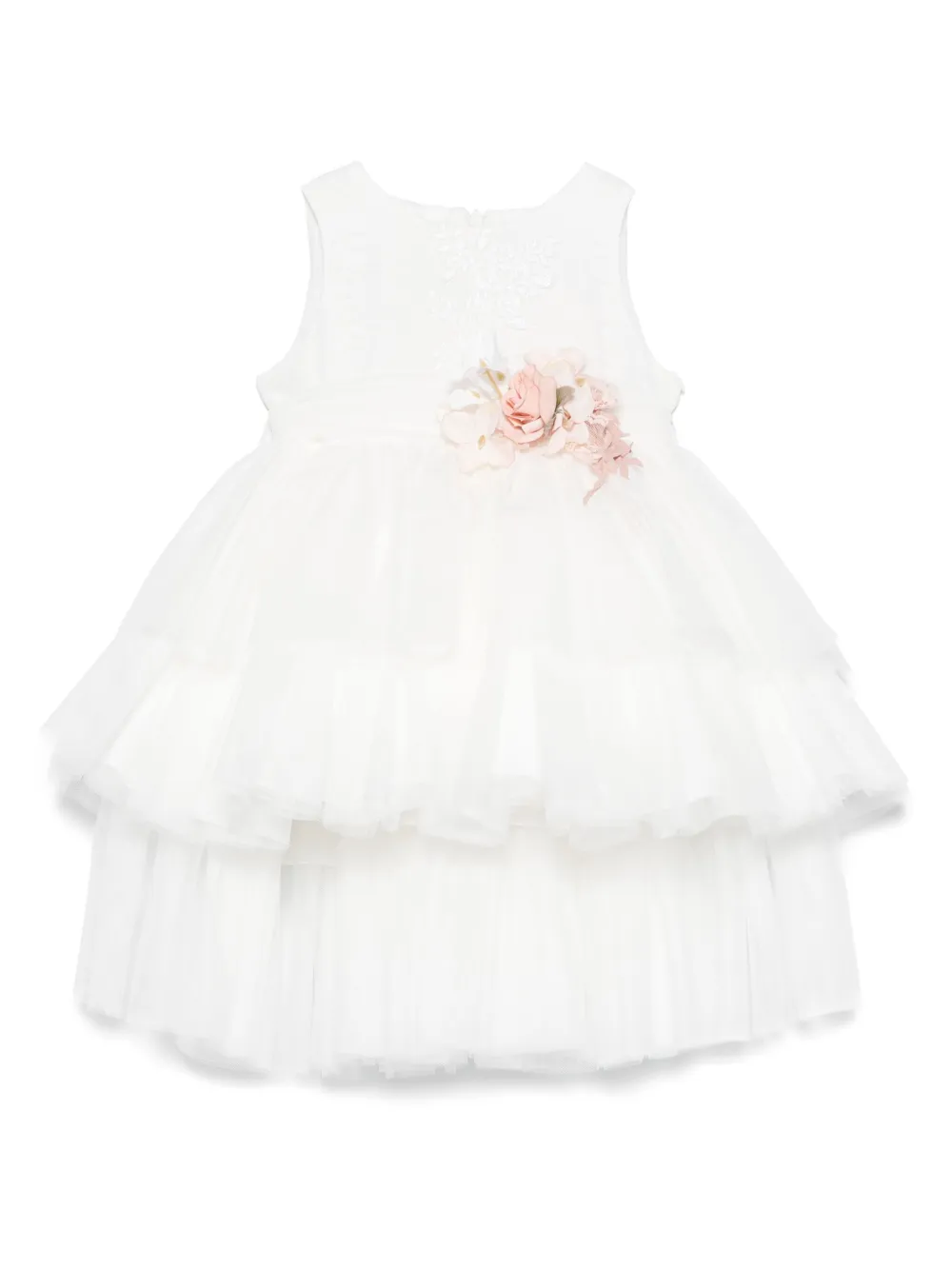 Mimilù floral-appliqué dress - ホワイト Mimilù floral-appliqué dress - ホワイト