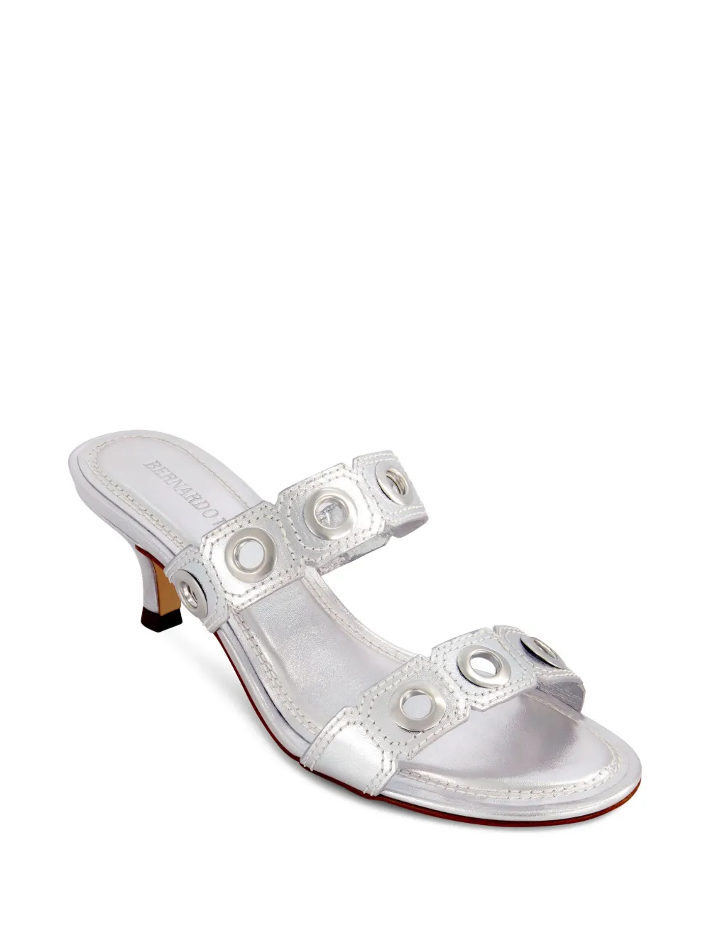 Bernardo eyelet-embellished heeled sandals Silver