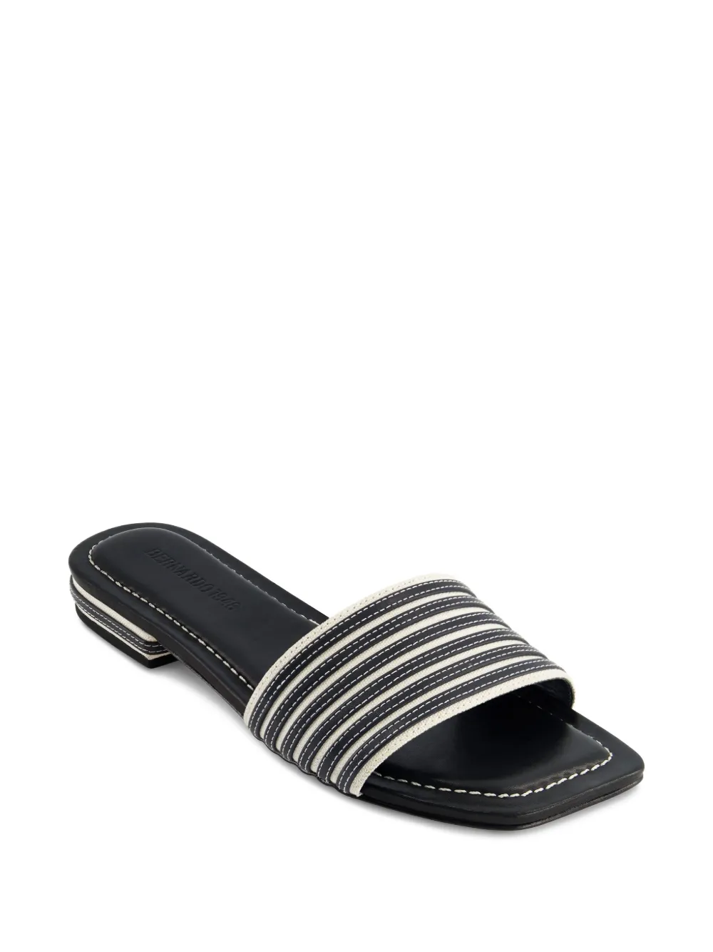Bernardo Myko striped flat slide sandals Black