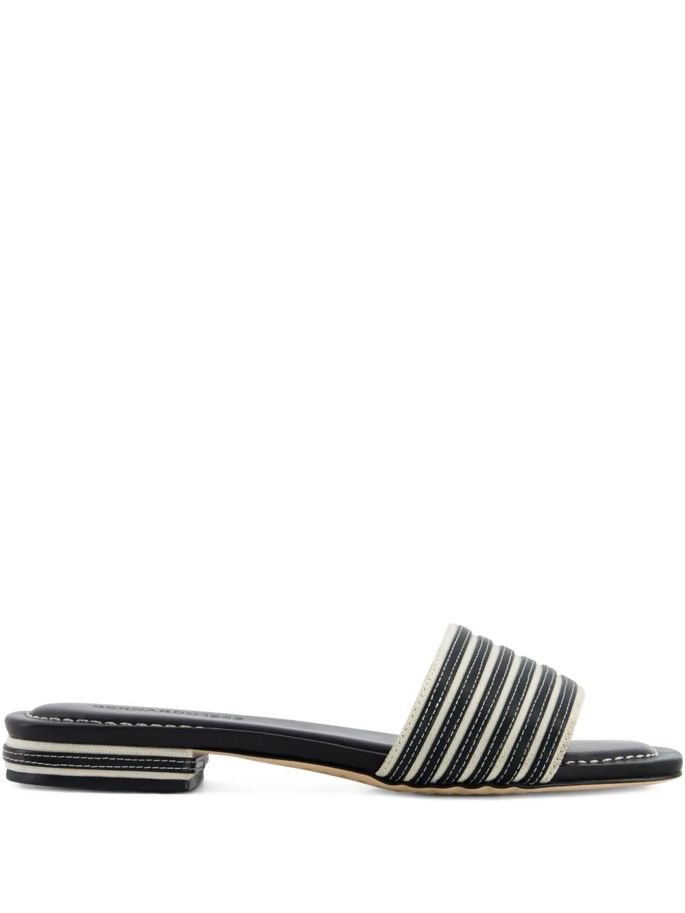 Bernardo Myko striped flat slide sandals Black