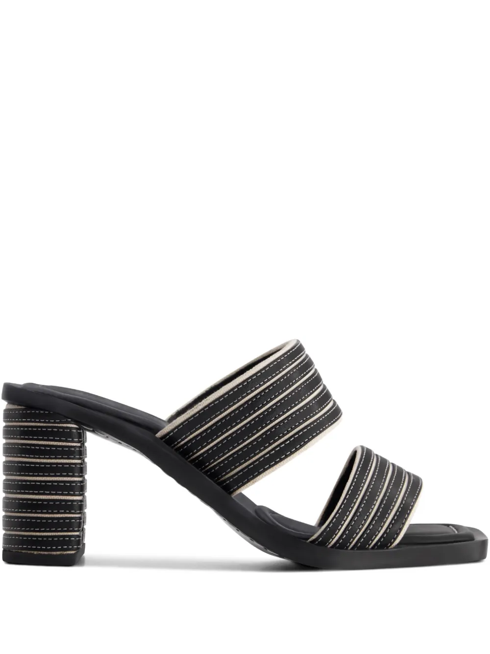 Bernardo 70mm Bari striped double strap sandals Black