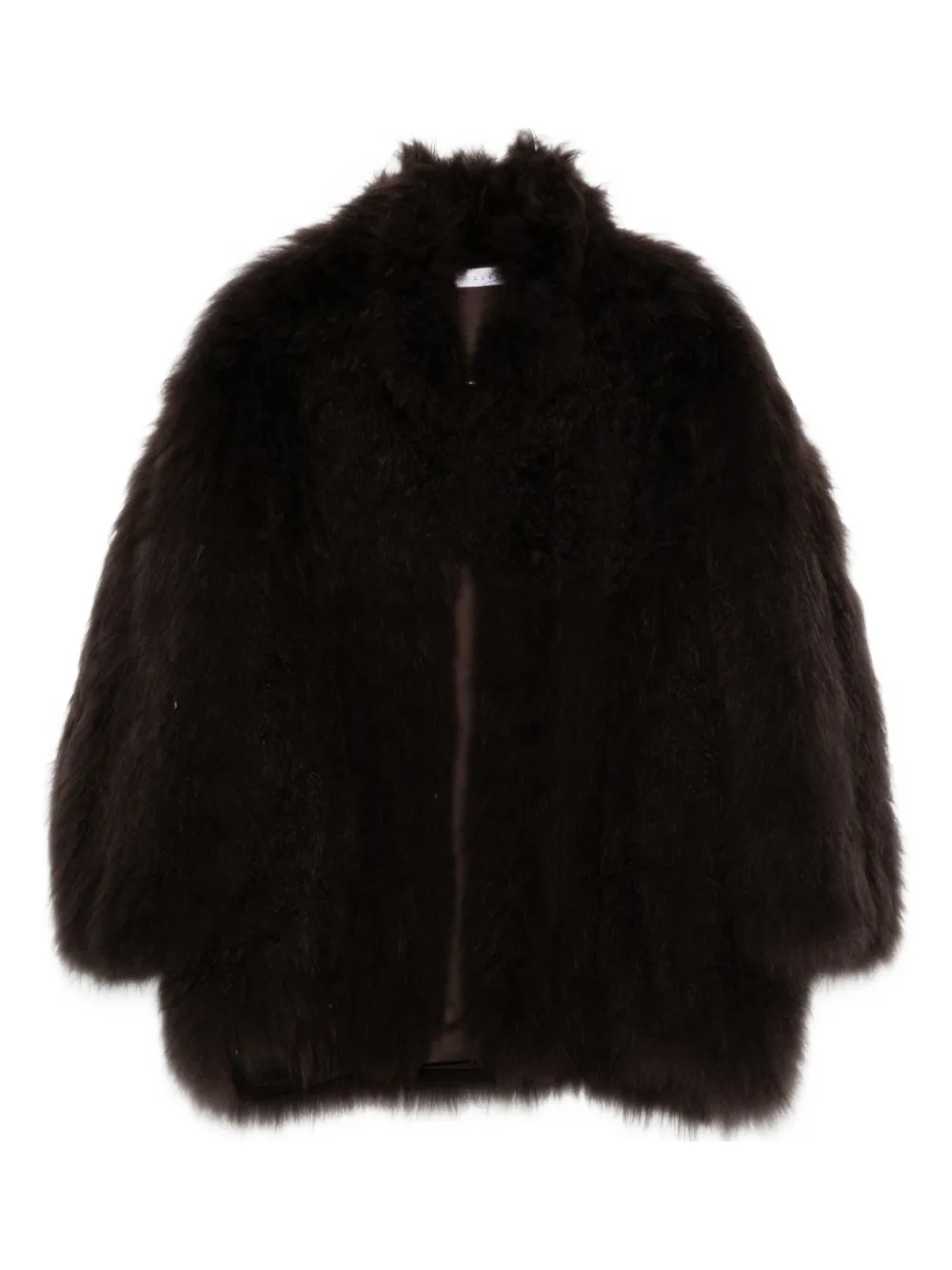 Liska Brushed Coat In Brown