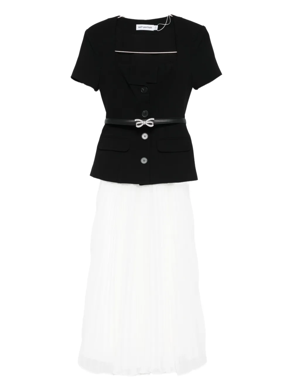 Self-Portrait short sleeve midi dress | Black | Image 1