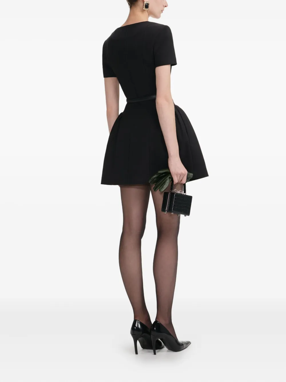 Self-Portrait double-breasted short-sleeves mini dress Zwart