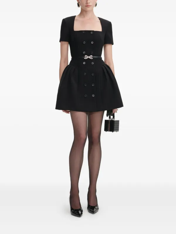 double breasted short sleeve dress Short-Sleeve Double Breasted Midi Coat Dress