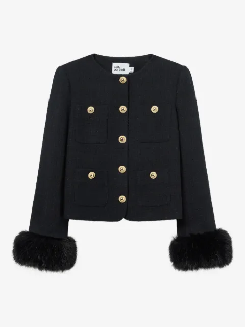 Self-Portrait faux fur-cuff buttoned jacket