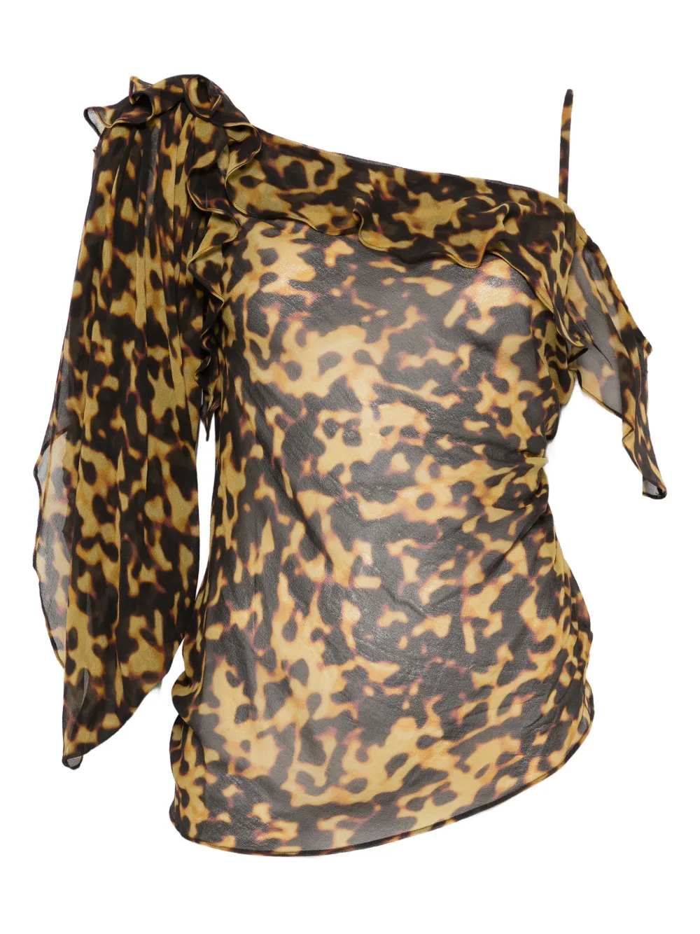 Christopher Esber ruffle-trimmed drape top | Brown | Image 1