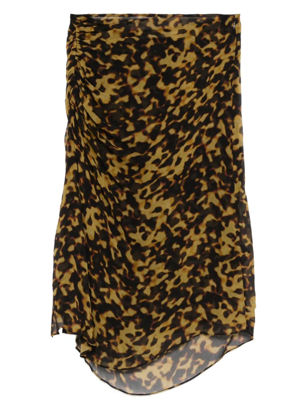 Christopher Esber Printed Ruched Midi Skirt In Animal Print