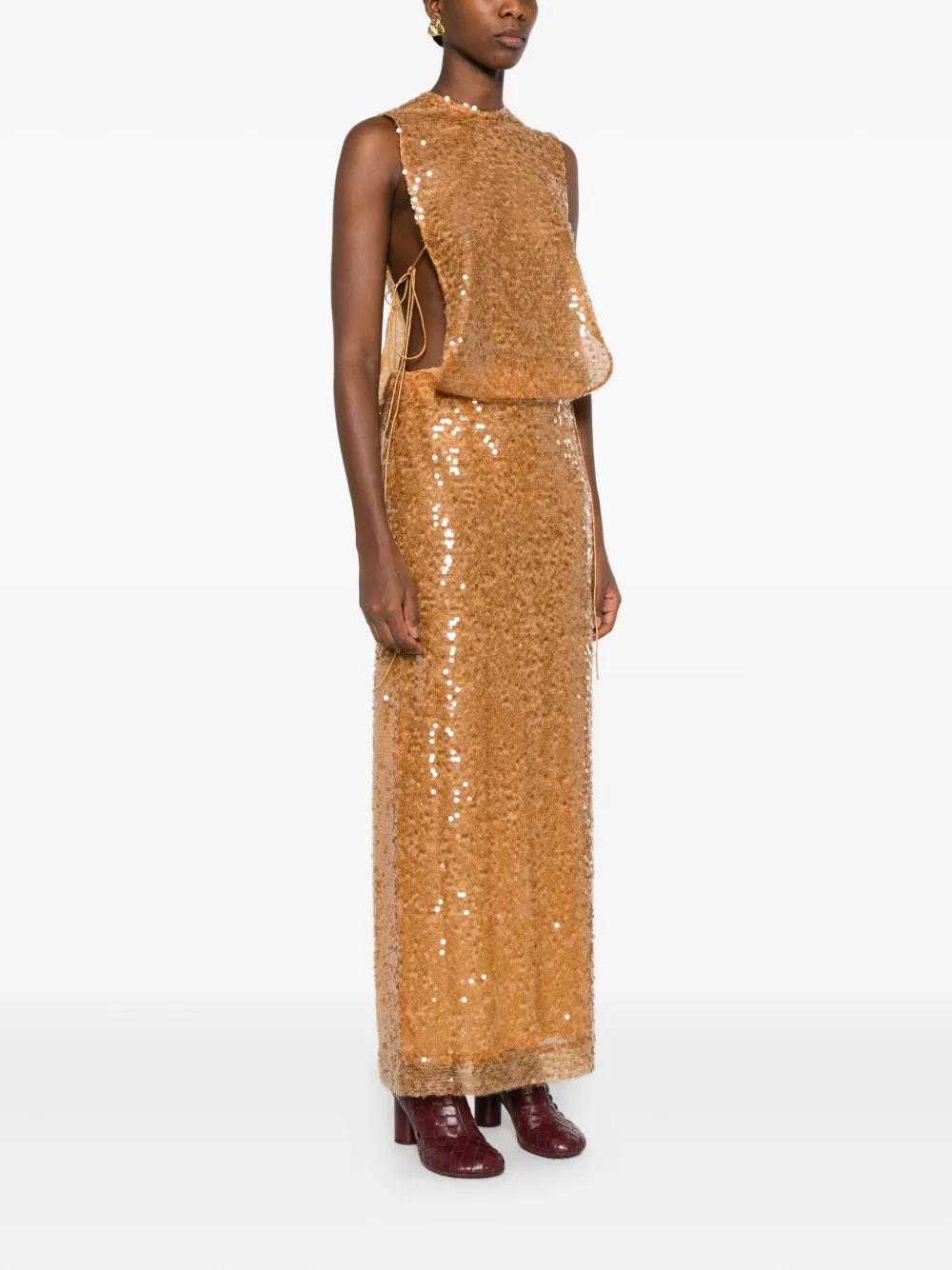 Christopher Esber Illuminate Sequin-embellished Gown In Orange