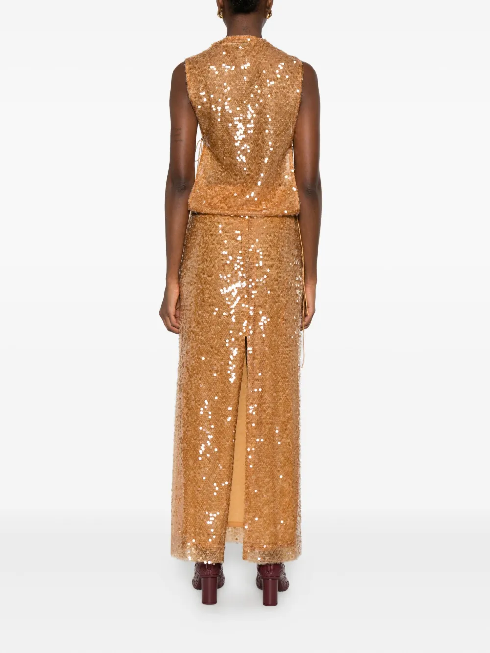 Christopher Esber Illuminate Sequin-embellished Gown In Orange