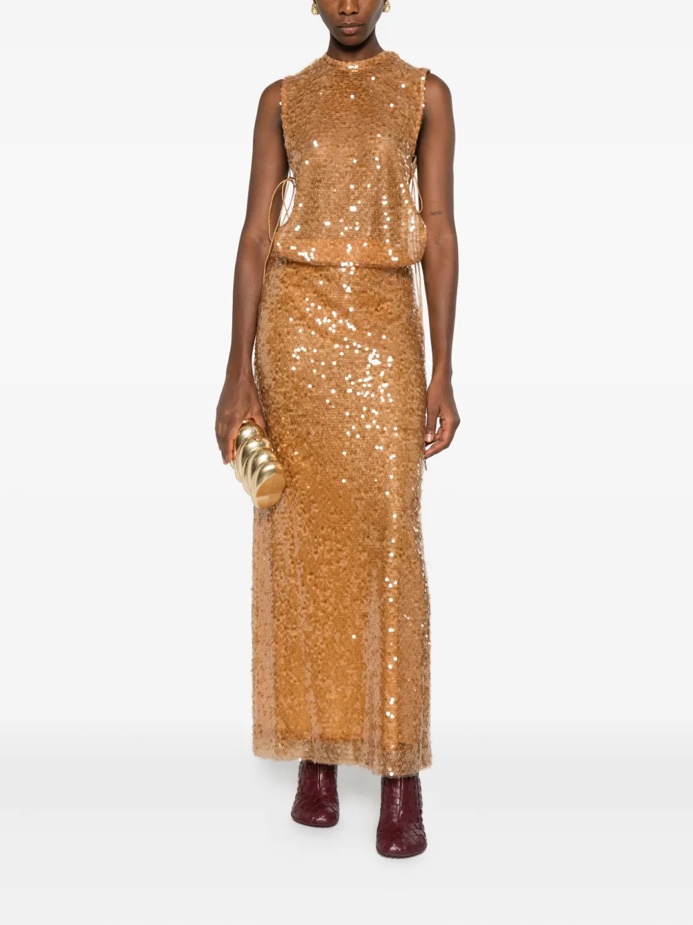 Christopher Esber Illuminate Sequin-embellished Gown In Orange