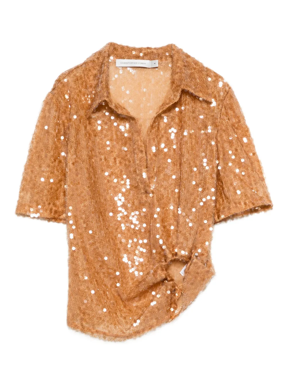 Christopher Esber sequin-embellished polo top | Brown | Image 1